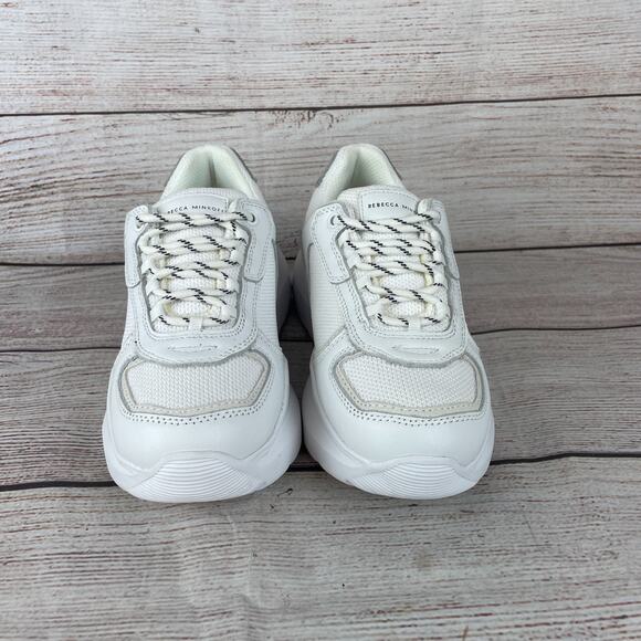 Rebeeca Minkoff Womens Sz 6 Platform Sneakers White Snakeskin - Picture 3 of 9
